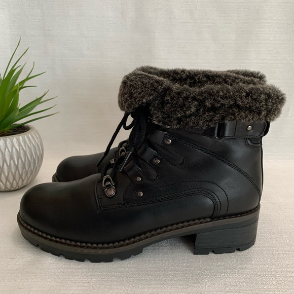 Blondo Tendra Black Leather Fur Lined Waterproof Boots Womans 8.5M - Picture 3 of 15
